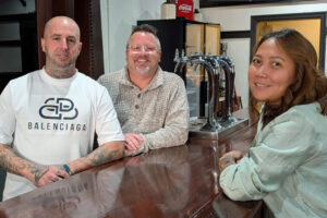 David Hite, Jason Buss and Jeanny Hite, owners of The Roundabout Bar & Grill in downtown Belleville